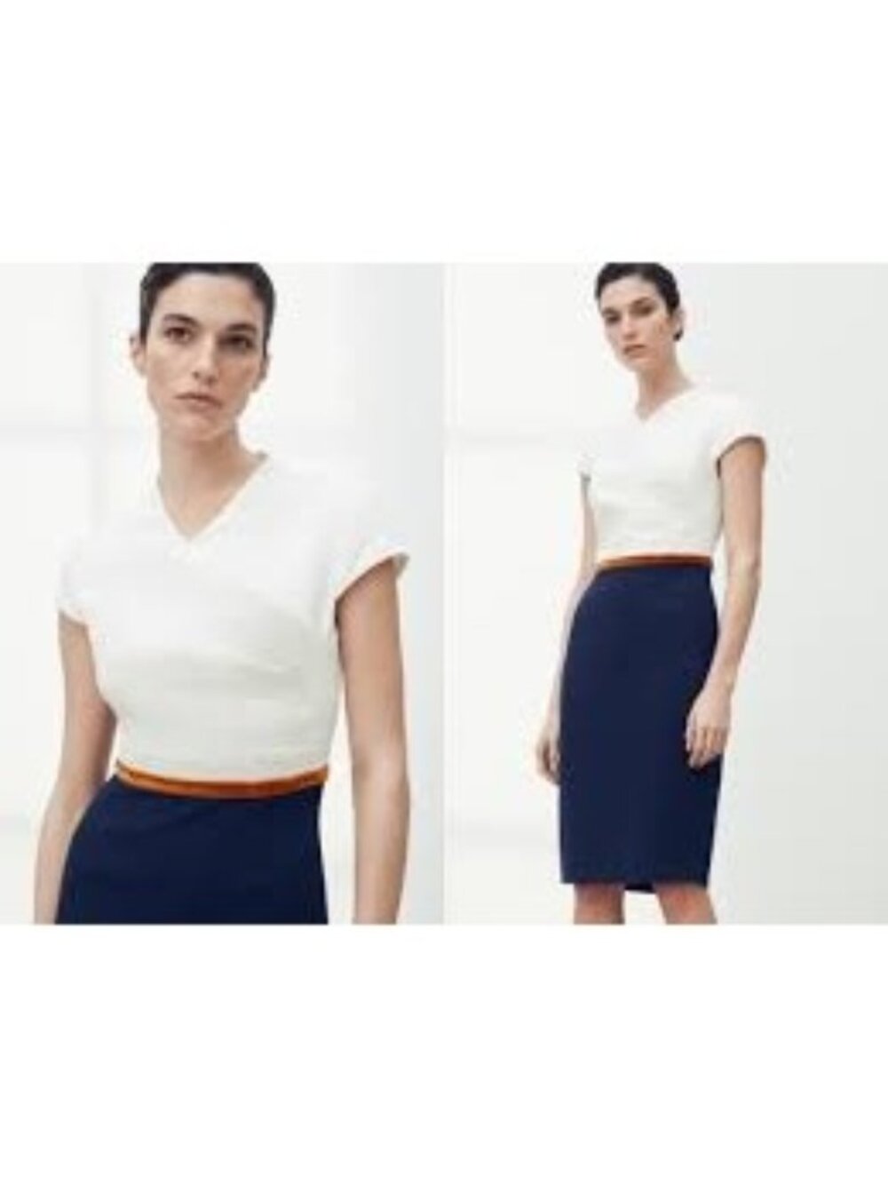 The Fold Montpellier Dress White Navy NWT UK10 US6